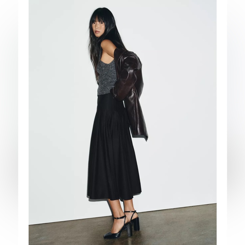 Zara Black Midi Skirt NWT